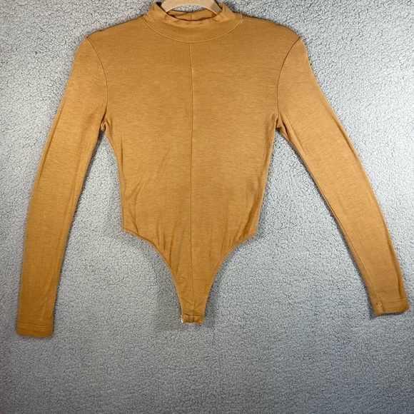 JLUXLABEL DEEP TAUPE INESSA SHEER HIGH NECK BODYSUIT Size Small - Picture 6 of 8